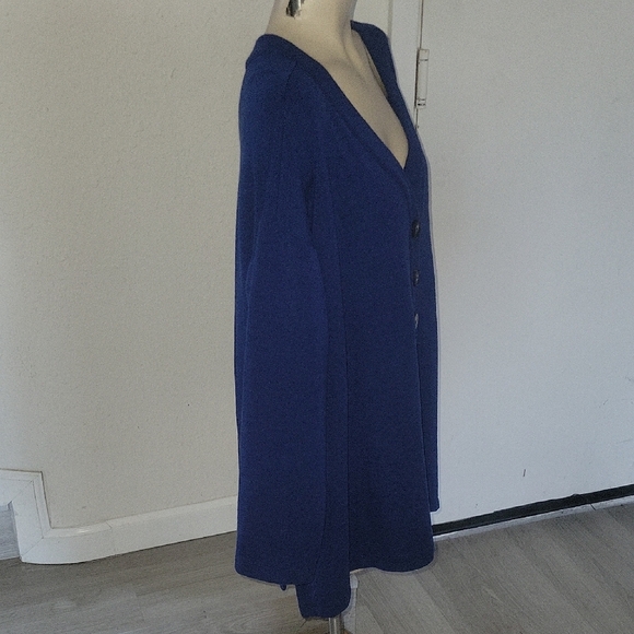 J. Jill Button-Up Top Blouse V-Neck Long Sleeve Casual Blue XL - Picture 4 of 6